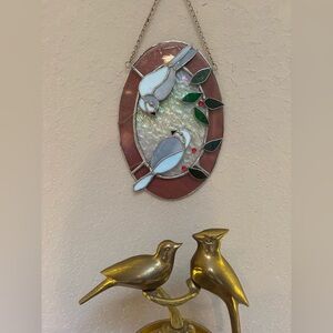 Vintage Love Bird Stain Glass Hanging